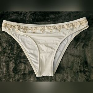 Elegant White and Gold Bikini Bottom